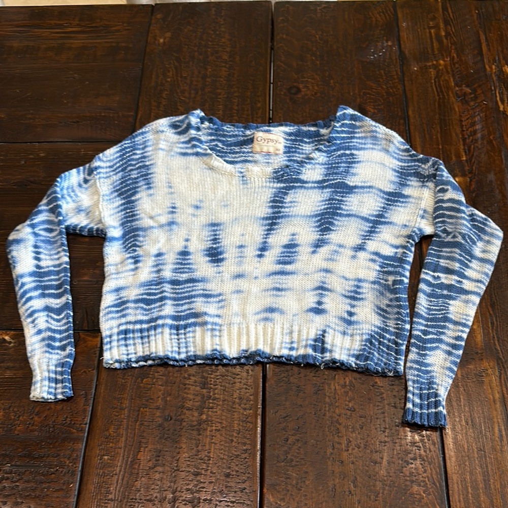Blue and White Tie-Dye Sweater